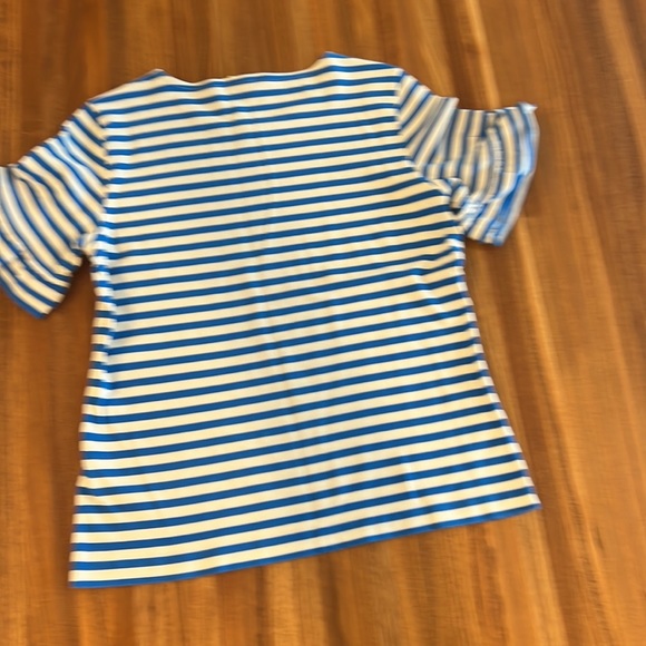 J. Crew Ruffle Sleeve Striped Top Size: Small - Picture 2 of 7